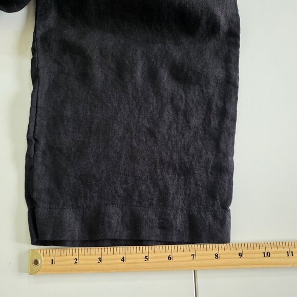 Lauren Vidal Capri Pants Women XXXL Black Pull On Foldable Elastic Waist Linen - Picture 8 of 14